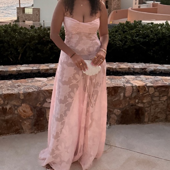 House of CB Seren Blush Sheer Lace-Up Back Gown - Picture 5 of 5